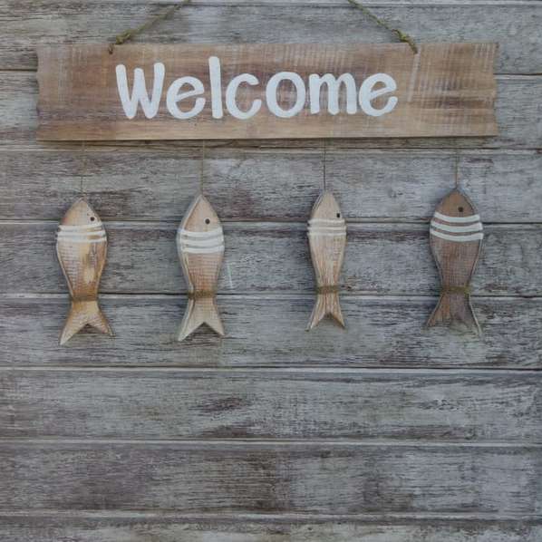 Wooden Fish Hanging With Welcome